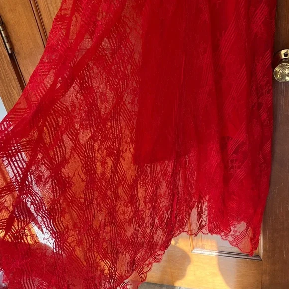 Free People Red Lace Midi Dress like new never worn - Picture 9 of 11